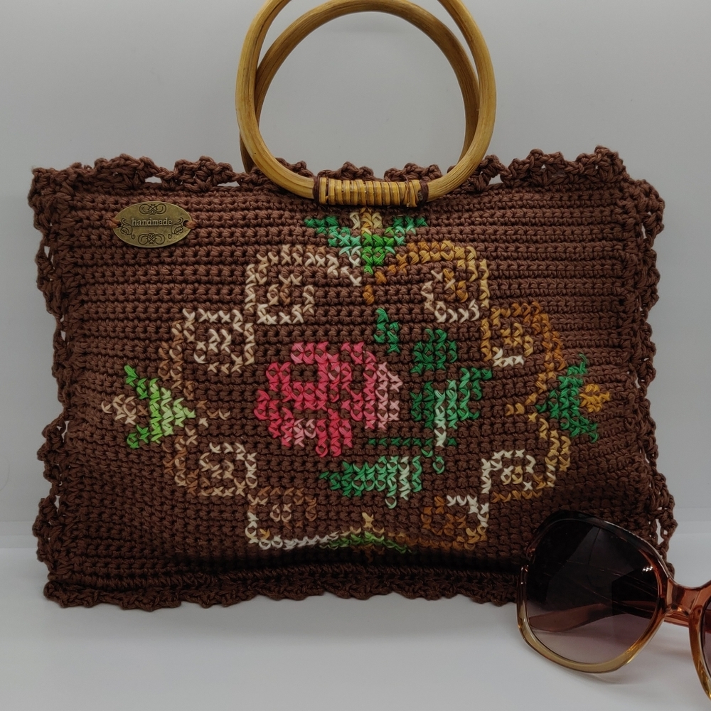 Mini Embroidered %100 Handmade Crochet š§¶Hand Bag - Picture 1 of 13